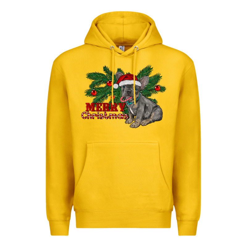 Merry Christmas French Bulldog Premium Hoodie by RanaPortraitStore | Teevron