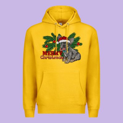 Merry Christmas French Bulldog Premium Hoodie Designed By Ranaportraitstore