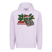 Lilac merry christmas french bulldog Premium Hoodie - RanaPortraitStore