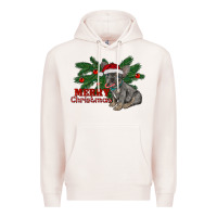 Pale Pink merry christmas french bulldog Premium Hoodie - RanaPortraitStore