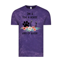 Cloud Purple I'm A Dog & Horse Kind Of Queen Pet Lover Owner Vintage Tee - Bettercallsaul