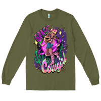 Army Green Space cowgirl Long Sleeve Tee - HowdyJamesFarm