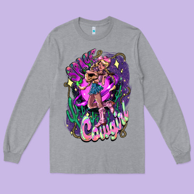 Space Cowgirl Long Sleeve Tee Designed By Howdyjamesfarm