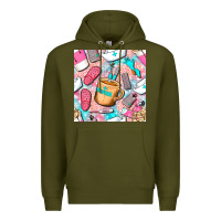 Army Green hospital nurse coffee cups with leopard seamless pattern bbs Premium Hoodie - BundleAndBundleShop