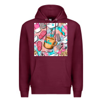 Burgundy hospital nurse coffee cups with leopard seamless pattern bbs Premium Hoodie - BundleAndBundleShop