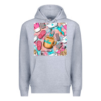 Heather Grey hospital nurse coffee cups with leopard seamless pattern bbs Premium Hoodie - BundleAndBundleShop