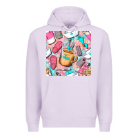 Lilac hospital nurse coffee cups with leopard seamless pattern bbs Premium Hoodie - BundleAndBundleShop