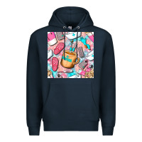Navy hospital nurse coffee cups with leopard seamless pattern bbs Premium Hoodie - BundleAndBundleShop