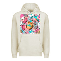 Oatmeal Heather hospital nurse coffee cups with leopard seamless pattern bbs Premium Hoodie - BundleAndBundleShop
