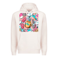 Pale Pink hospital nurse coffee cups with leopard seamless pattern bbs Premium Hoodie - BundleAndBundleShop