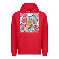 Red hospital nurse coffee cups with leopard seamless pattern bbs Premium Hoodie - BundleAndBundleShop
