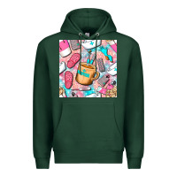 Sports Green hospital nurse coffee cups with leopard seamless pattern bbs Premium Hoodie - BundleAndBundleShop