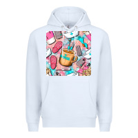 White hospital nurse coffee cups with leopard seamless pattern bbs Premium Hoodie - BundleAndBundleShop