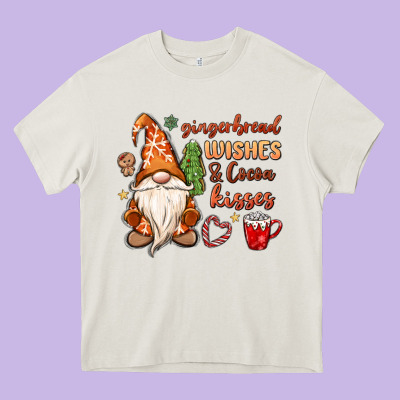 Gingerbread Wishes Cocoa Kisses Heavy Core Tee Designed By Maliassmallbusiness