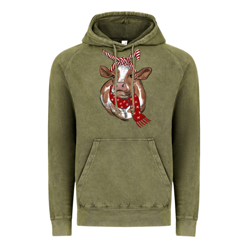 Christmas Scarf Heifer Vintage Hoodie by RanaPortraitStore | Teevron