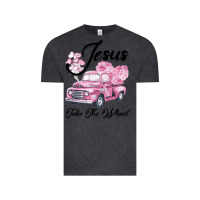 Vintage Black Leopard Floral Pink Car Jesus Take The Wheel Vintage Tee - Bettercallsaul
