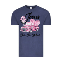 Vintage Denim Leopard Floral Pink Car Jesus Take The Wheel Vintage Tee - Bettercallsaul