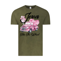 Vintage Olive Leopard Floral Pink Car Jesus Take The Wheel Vintage Tee - Bettercallsaul