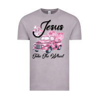 Vintage Zinc Leopard Floral Pink Car Jesus Take The Wheel Vintage Tee - Bettercallsaul