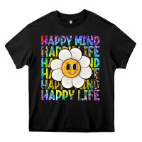 Black happy mind happy life Heavy Core Tee - NancyCooperArtShop