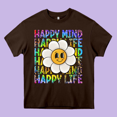Happy Mind Happy Life Heavy Core Tee Designed By Nancycooperartshop