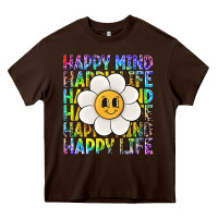 Chocolate Brown happy mind happy life Heavy Core Tee - NancyCooperArtShop