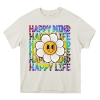 Cream happy mind happy life Heavy Core Tee - NancyCooperArtShop
