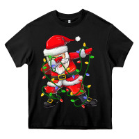 Black Dabbing Santa Christmas Tree Lights Heavy Core Tee - tuanDangUi