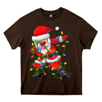 Chocolate Brown Dabbing Santa Christmas Tree Lights Heavy Core Tee - tuanDangUi