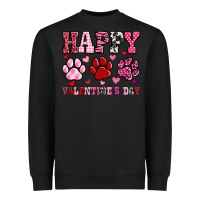 Black happy valentine's day paws Heavyweight Sweatshirt - OliviaCreatesArt