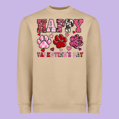 Happy Valentine's Day Paws Heavyweight Sweatshirt Designed By Oliviacreatesart
