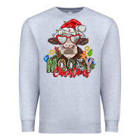 Heather Grey Mooey Christmas Premium Sweatshirt - CowhideDigitalArt