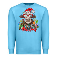 Ocean Blue Mooey Christmas Premium Sweatshirt - CowhideDigitalArt
