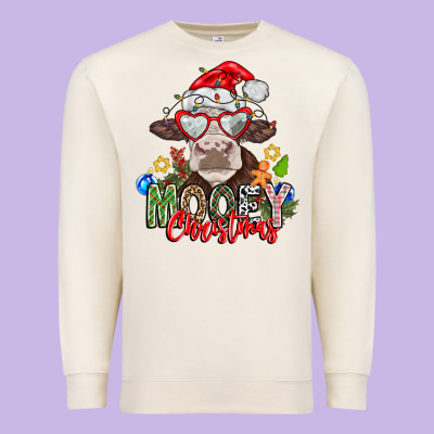 Mooey Christmas Premium Sweatshirt Designed By Cowhidedigitalart