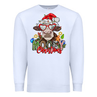 White Mooey Christmas Premium Sweatshirt - CowhideDigitalArt