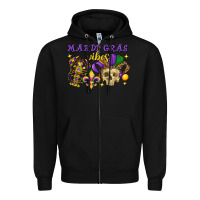 Black mardi gras vibes skull Zipper Hoodie - FaDigitalArtStudio
