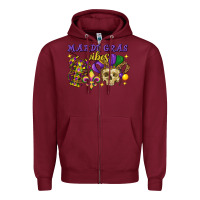 Burgundy mardi gras vibes skull Zipper Hoodie - FaDigitalArtStudio