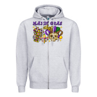 Heather Grey mardi gras vibes skull Zipper Hoodie - FaDigitalArtStudio