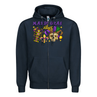 Navy mardi gras vibes skull Zipper Hoodie - FaDigitalArtStudio