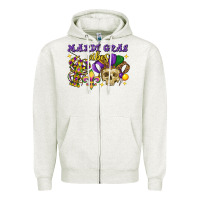 Oatmeal Heather mardi gras vibes skull Zipper Hoodie - FaDigitalArtStudio