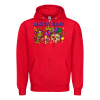 Red mardi gras vibes skull Zipper Hoodie - FaDigitalArtStudio