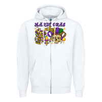 White mardi gras vibes skull Zipper Hoodie - FaDigitalArtStudio