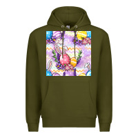 Easter Eggs With Flowers Seamless Pattern Premium Hoodie | Teevron