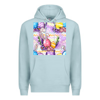 Blue Mist Easter Eggs With Flowers Seamless Pattern Premium Hoodie - BundleAndBundleShop