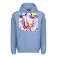 Colony Blue Easter Eggs With Flowers Seamless Pattern Premium Hoodie - BundleAndBundleShop