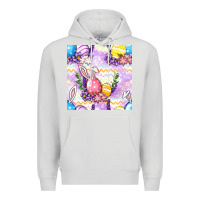 Dove Grey Easter Eggs With Flowers Seamless Pattern Premium Hoodie - BundleAndBundleShop