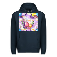 Navy Easter Eggs With Flowers Seamless Pattern Premium Hoodie - BundleAndBundleShop