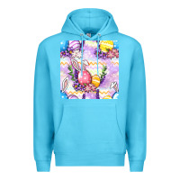 Ocean Blue Easter Eggs With Flowers Seamless Pattern Premium Hoodie - BundleAndBundleShop