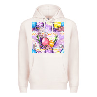 Pale Pink Easter Eggs With Flowers Seamless Pattern Premium Hoodie - BundleAndBundleShop