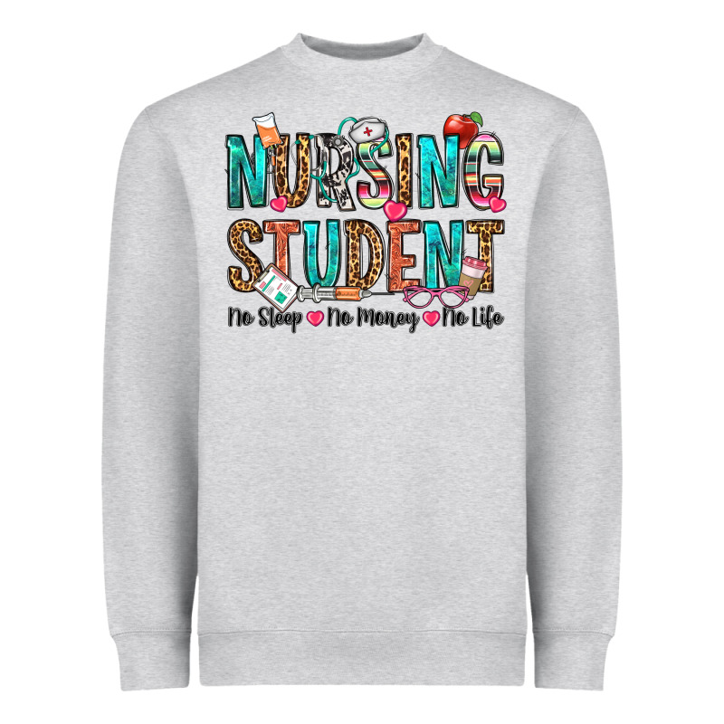 Nursing Student No Sleep No Money No Life Heavyweight Sweatshirt by OliviaCreatesArt | Teevron